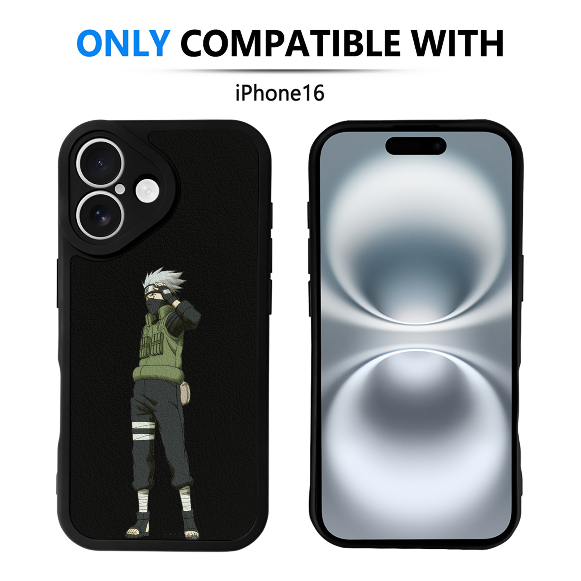 （画像用） NARUTO -ナルト- はたけ カカシ Hatake Kakashi 【iPhone 16シリーズ対応】シリコンスマホケース（レザー調） 材質：シリコン